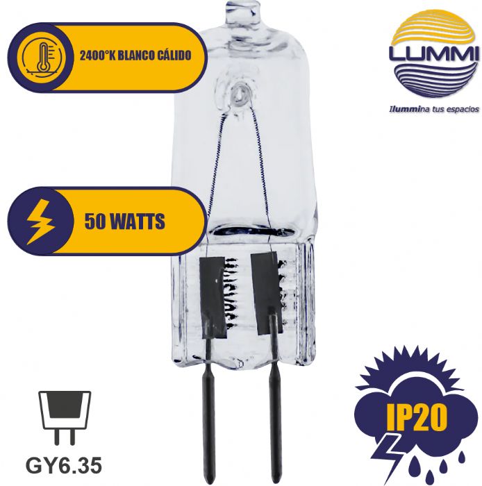 Foco Cacahuate 127v. 50w. Gy6.35 ( Jcd50 ) - LUMMI