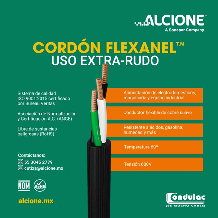 CORDÓN FLEXANELMR USO EXTRA-RUDO TIPO ST 60 °C 600 V RoHS. - CONDUMEX