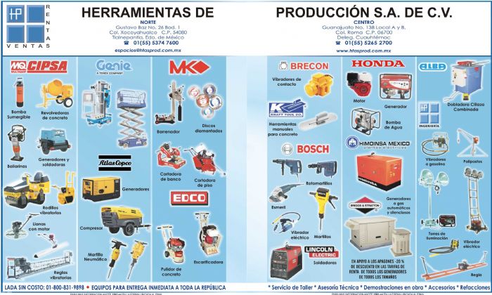 MAQUINARIA PARA CONSTRUCCION - HERRAMIENTAS DE PRODUCCION