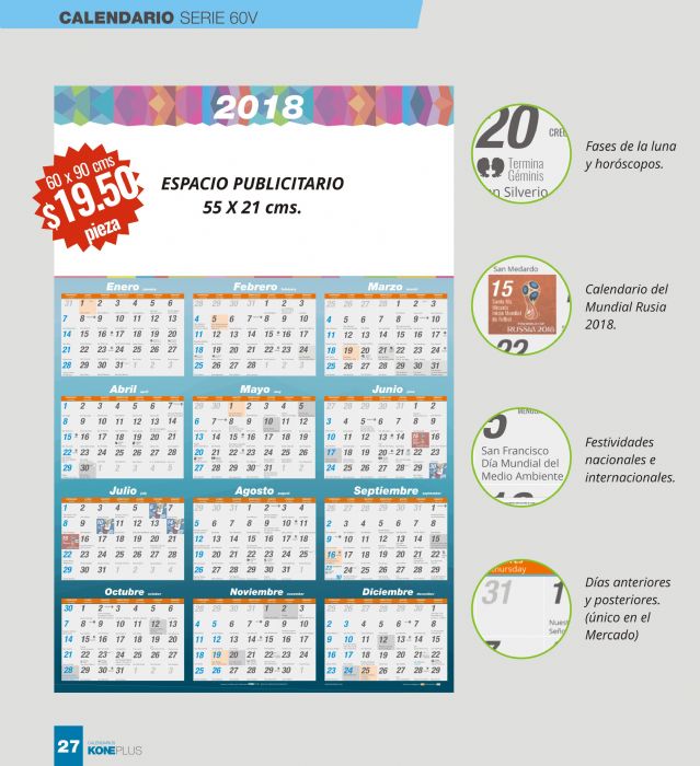 Calendario Serie 60V - Calendarios Koneplus 