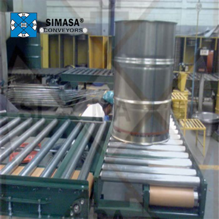 TRANSPORTADOR DE RODILLO VIVO  TIPO BANDA PLANA - Simasa Conveyors