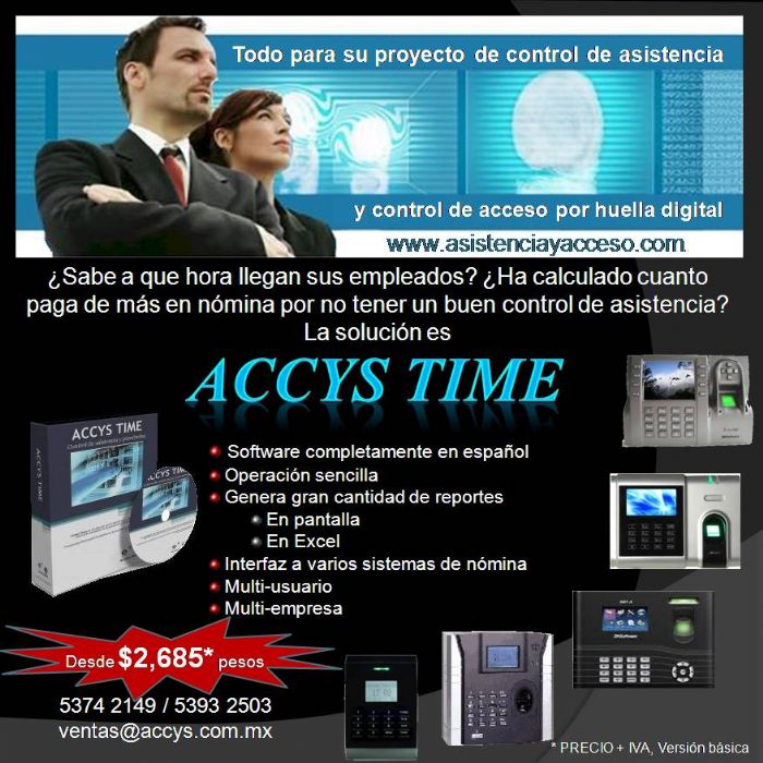 Control de asistencia con HUELLA DIGITAL - Accys Time