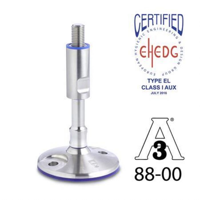  Pies de nivelación con diseño higiénico Acero inoxidable, con orificios de montaje - JW Winco