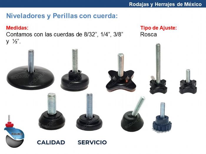 Niveladores para Muebles con Cuerda, Perillas con Cuerda - RODAJAS Y HERRAJES DE MÉXICO - CHAMORRO