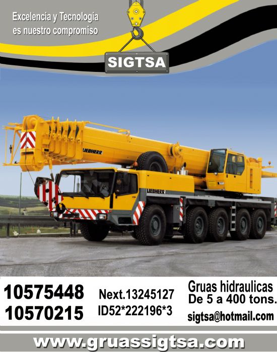 renta de gruas hidraulicas - GRUAS SIGTSA, SA DE C.V.