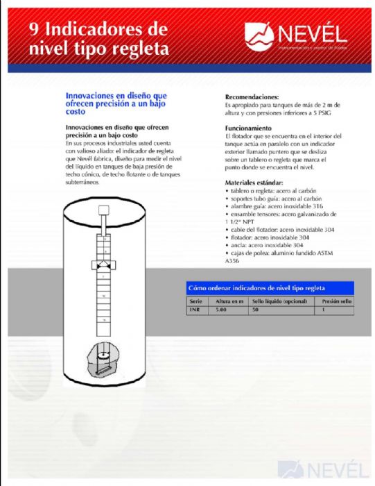 Indicador de nivel tipo regleta - NEVÉL