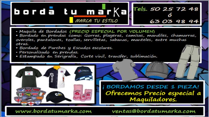 BORDADO EN TODO TIPO DE PRENDAS - BORDA TU MARKA