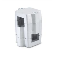  Abrazaderas para conectores de dos vías Medidas métricas, aluminio, montaje dividido, orificio redondo o cuadrado